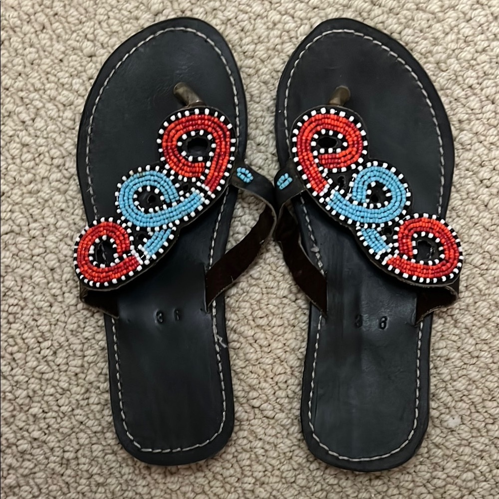 Beaded Black Sandals